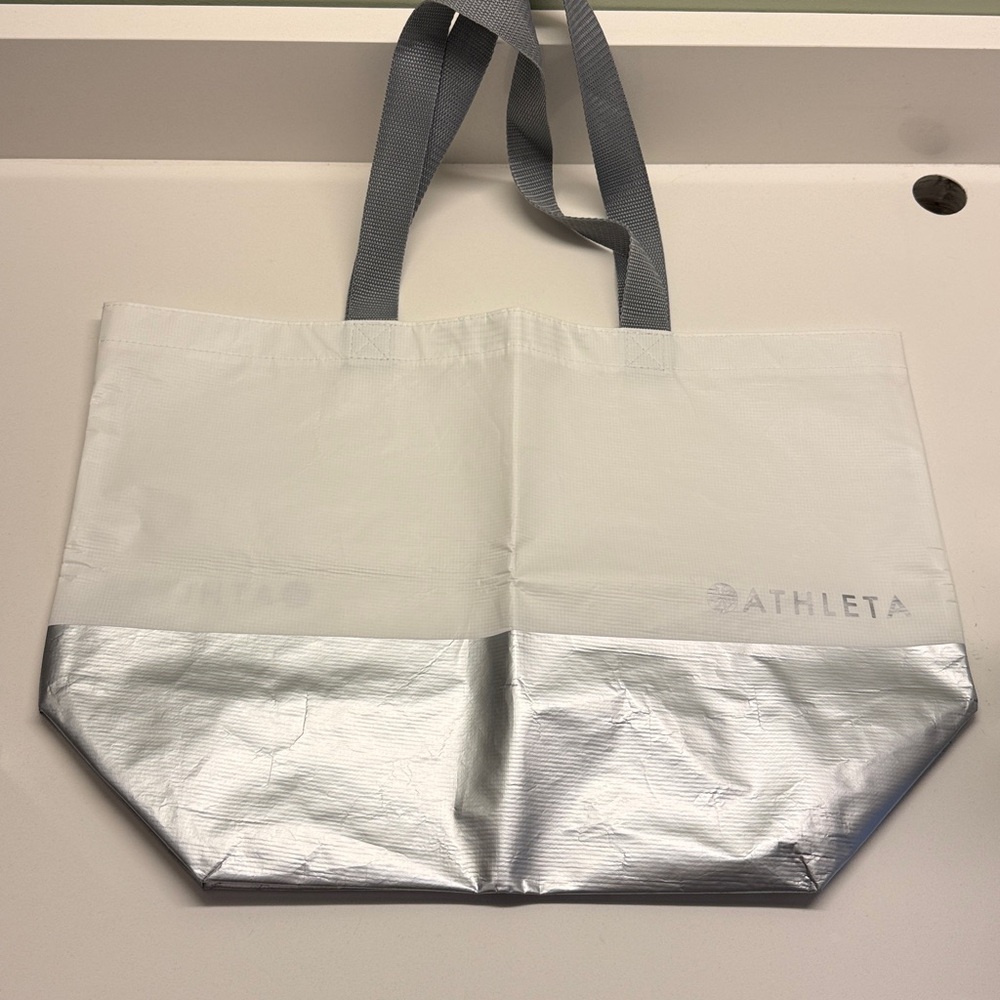 Athleta White and Silver Reusable Tote - Large